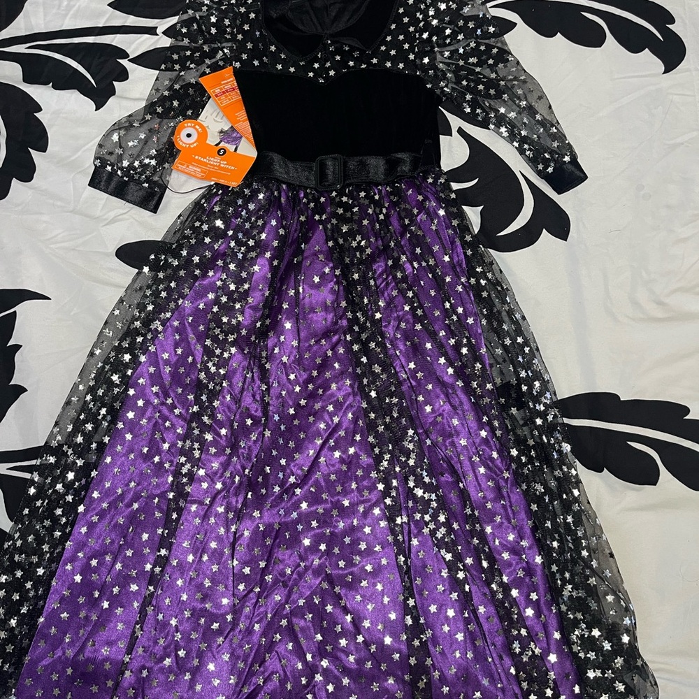 Purple and Black light up witch Kids Costume